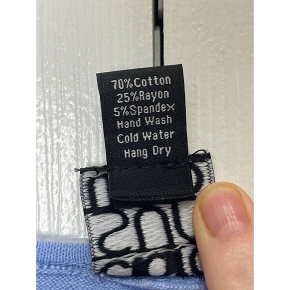 Clara Sun Woo Dusty Blue Cinch Side Tunic Blouse Cotton Blend Size Medium - Picture 6 of 7